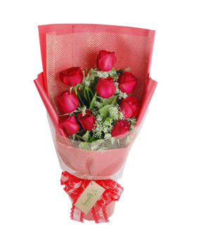 9 adet k�rm�z� g�lden g�rsel buket  K�z�lay uluslararas� �i�ek g�nderme 