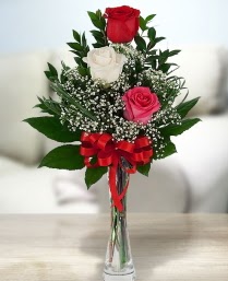 Camda 2 k�rm�z� 1 beyaz g�l  K�z�lay uluslararas� �i�ek g�nderme 