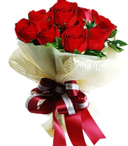 9 adet k�rm�z� g�lden buket tanzimi  K�z�lay �i�ek�iler 