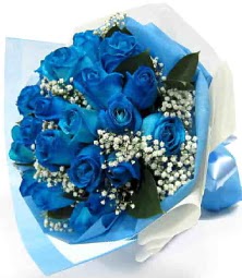 15 adet mavi gülden şahane eşsiz buket  Ankara Kızılay çiçek yolla , çiçek gönder , çiçekçi  