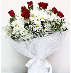 9 adet k�rm�z� g�l ve papatyalar buketi  K�z�lay �i�ek ma�azas� , �i�ek�i adresleri 