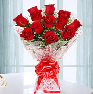 11 adet k�rm�z� g�lden g�rsel ��k buket  K�z�lay uluslararas� �i�ek g�nderme 