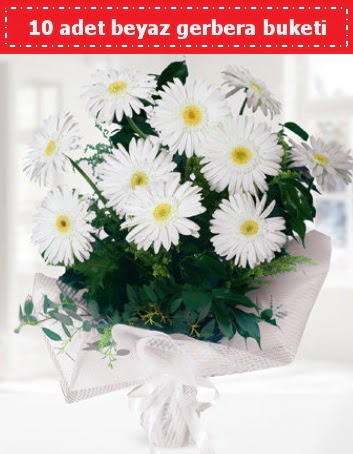 10 Adet beyaz gerbera buketi  Ankara K�z�lay cicekciler , cicek siparisi 