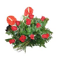 9 adet kirmizi g�l ve antorium   K�z�lay online �i�ek�i , �i�ek sipari�i 