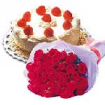 9 adet kirmizi g�l ve pasta   K�z�lay �i�ek�iler 