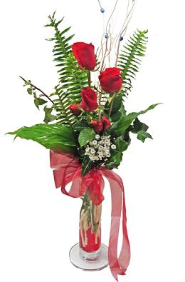 Çiçek gönderin cam vazoda 3 gül çiçekleri  Ankara Kızılay hediye sevgilime hediye çiçek 