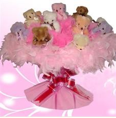 11 adet pelus ayicik buketi  K�z�lay cicek , cicekci 