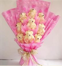 9 adet pelus ayicik buketi  K�z�lay �i�ek g�nderme sitemiz g�venlidir 