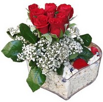  K�z�lay ucuz �i�ek g�nder  kalp mika i�erisinde 7 adet kirmizi g�l