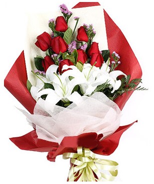  Ankara Kızılay çiçek servisi , çiçekçi adresleri  1 dal kazablankaa 9 adet kırmızı gül buketi