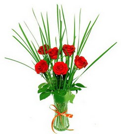 Ankara Kızılay cicekciler , cicek siparisi  6 adet kırmızı güllerden vazo çiçeği