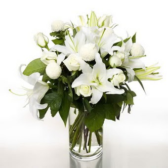  K�z�lay �i�ek�iler  1 dal cazablanca 7 adet beyaz g�l vazosu