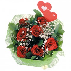  Kızılay çiçek online çiçek siparişi  7 adet kırmızı gül ve 2 adet kalp çubuk