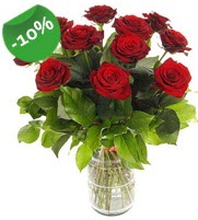 11 adet vazo i�erisinde k�rm�z� g�l  Ankara K�z�lay g�venli kaliteli h�zl� �i�ek 