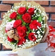 7 adet kırmızı gül 2 adet 10 cm ayı buketi  Ankara Kızılay kaliteli taze ve ucuz çiçekler 