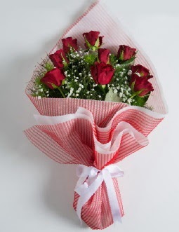 9 adet k�rm�z� g�lden buket  K�z�lay cicek , cicekci 