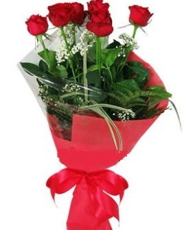 5 adet kırmızı gülden buket  Ankara Kızılay çiçek , çiçekçi , çiçekçilik 