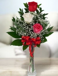 Camda 2 k�rm�z� 1 beyaz g�l  K�z�lay uluslararas� �i�ek g�nderme 
