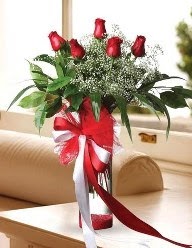Camda 5 kırmızı gül tanzimi  Ankara Kızılay online çiçek gönderme sipariş 