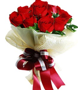 9 adet k�rm�z� g�lden buket tanzimi  K�z�lay �i�ek�iler 