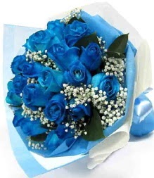15 adet mavi gülden şahane eşsiz buket  Ankara Kızılay çiçek yolla , çiçek gönder , çiçekçi  