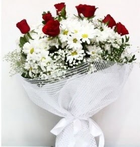 9 adet k�rm�z� g�l ve papatyalar buketi  K�z�lay �i�ek ma�azas� , �i�ek�i adresleri 
