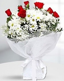 7 kırmızı gül ve papatyalar buketi  Kızılay çiçek online çiçek siparişi 