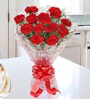 12 adet kırmızı karanfil buketi  Ankara Kızılay internetten çiçek satışı 