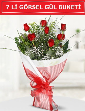 7 adet k�rm�z� g�l buketi A�k budur  K�z�lay cicek , cicekci 