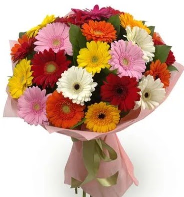 Kar���k b�y�k boy gerbera �i�ek buketi  K�z�lay cicek , cicekci 